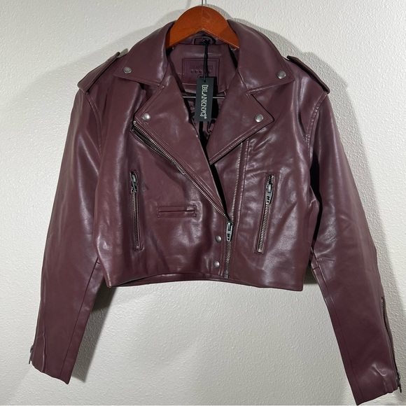 Blank NYC NWT Faux Leather Cropped Moto Jacket Size Small - Picture 5 of 15
